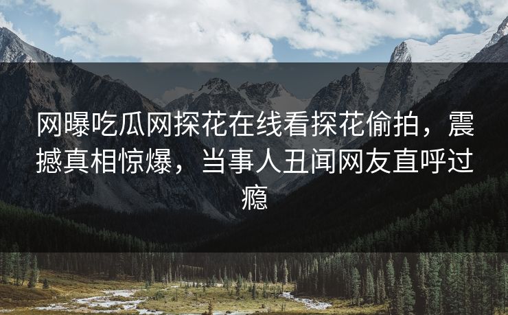 网曝吃瓜网探花在线看探花偷拍，震撼真相惊爆，当事人丑闻网友直呼过瘾