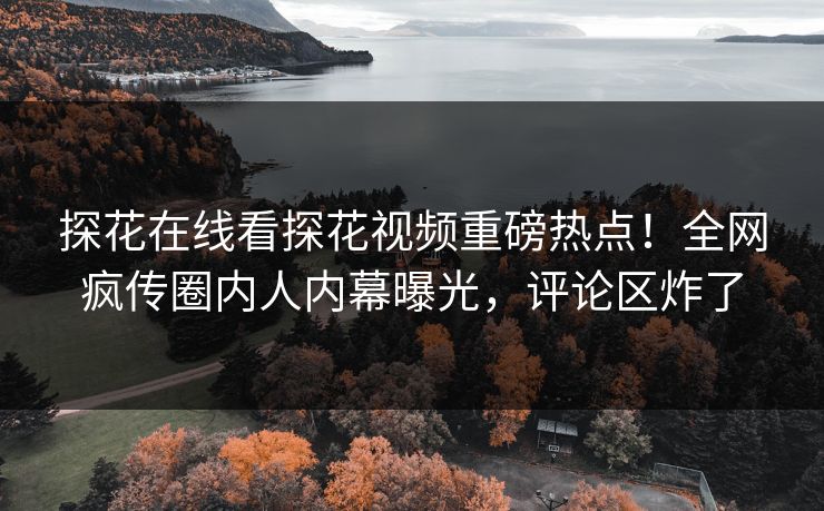 探花在线看探花视频重磅热点！全网疯传圈内人内幕曝光，评论区炸了