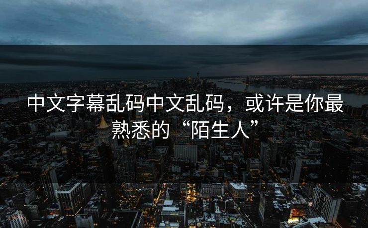 中文字幕乱码中文乱码，或许是你最熟悉的“陌生人”  第1张