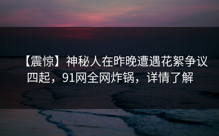 【震惊】神秘人在昨晚遭遇花絮争议四起，91网全网炸锅，详情了解