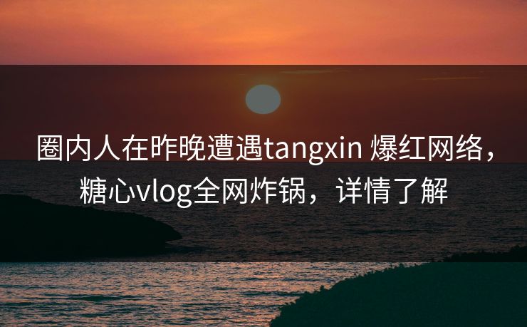 圈内人在昨晚遭遇tangxin 爆红网络，糖心vlog全网炸锅，详情了解