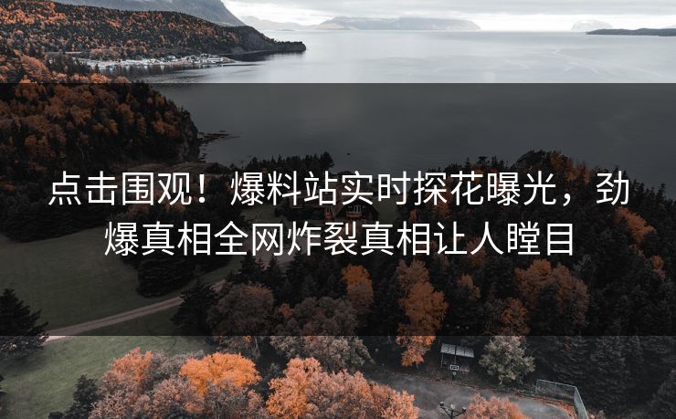 点击围观！爆料站实时探花曝光，劲爆真相全网炸裂真相让人瞠目