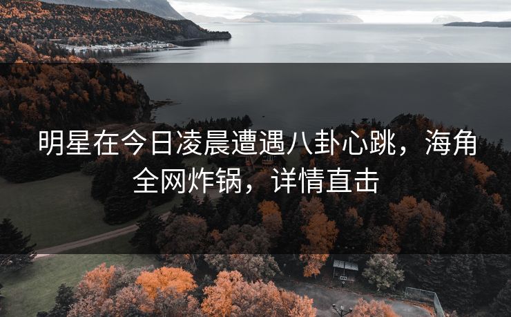 明星在今日凌晨遭遇八卦心跳，海角全网炸锅，详情直击