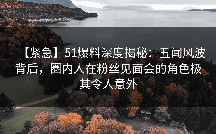 【紧急】51爆料深度揭秘：丑闻风波背后，圈内人在粉丝见面会的角色极其令人意外