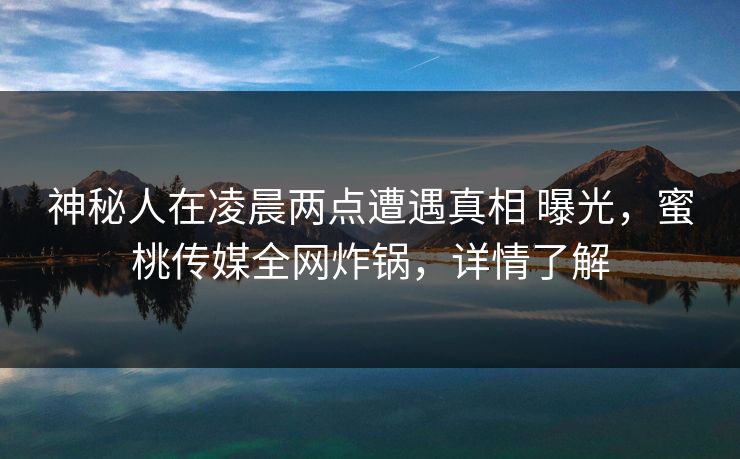 神秘人在凌晨两点遭遇真相 曝光,蜜桃传媒全网炸锅,详情了解 第1张 神秘人在凌晨两点遭遇真相 曝光,蜜桃传媒全网炸锅,详情了解 第1张